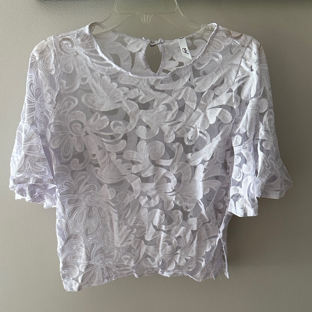 NY Collection Floral Lace Blouse - Light Purple